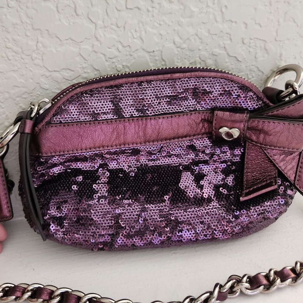 Like New Rare Coach Sequin Purple Crossbody Bag /Clutch Purse